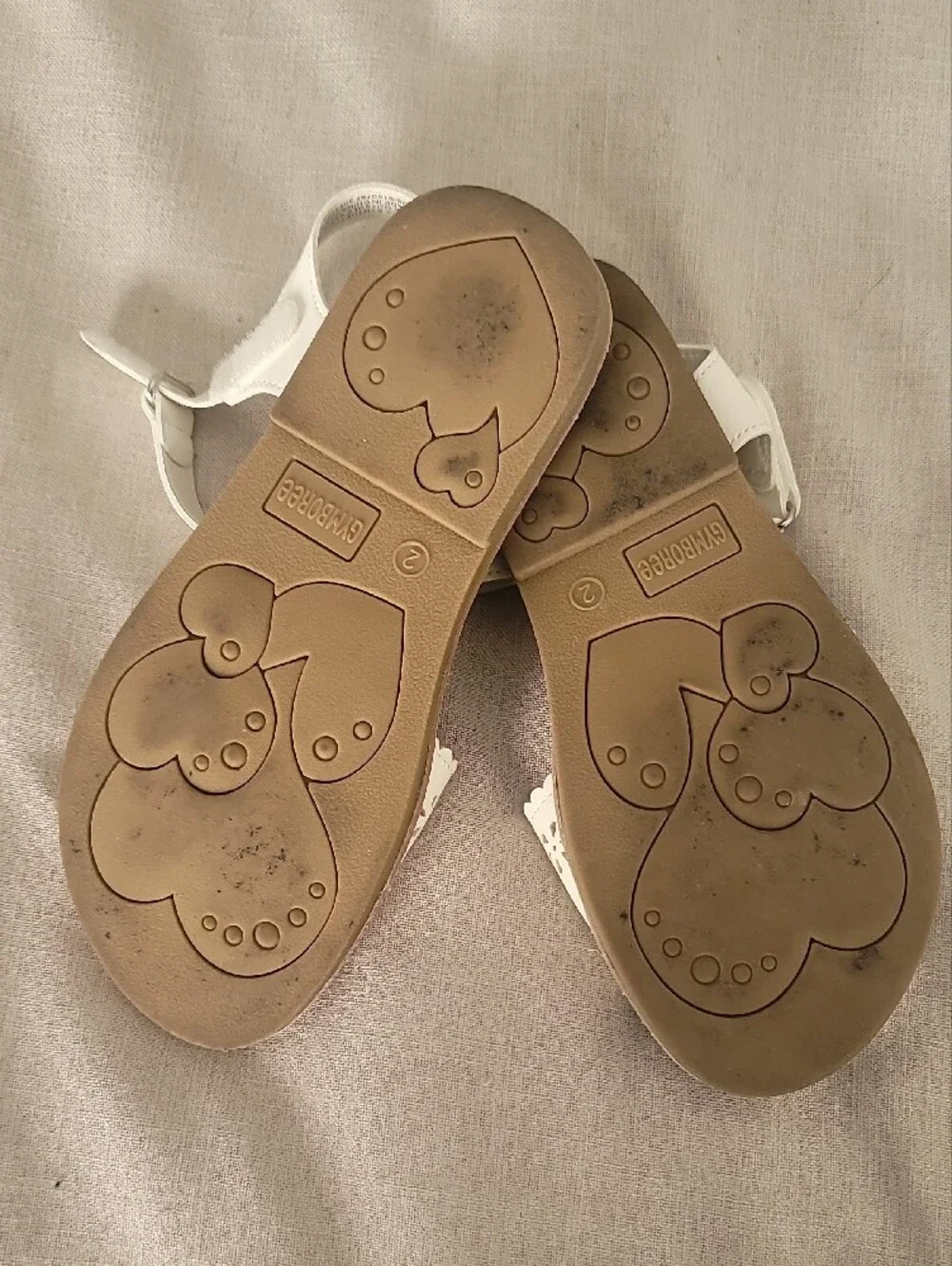 Girls Gymboree, Size 2, White Laser-Cut Ankle-Strap Sandals